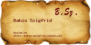 Bahis Szigfrid névjegykártya